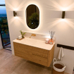 Mondiaz CIRO-DLUX Ensemble de meubles de salle de bains - 120x45x50cm - vasque en solid surface Meli - 1 lavabo à gauche - sans trous de robinet - 2 tiroirs - Chêne SW1531402