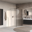 BRAUER Oblivion Paroi de douche à l'italienne - 120x200cm - paroi latérale 30cm - verre profilé transparent - revêtement en verre - Noir mat SW1476043
