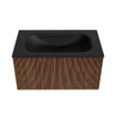 MONDIAZ KURVE 80cm Meuble salle de bain - couleur Walnut - 1 tiroir - vasque BIG SMALL centre - 1 trou de robinet - Urban SW1138456