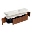 MONDIAZ THOR-DLUX 180cm meuble de salle de bains arrondi gauche + droite couleur Ruby avec 2 tiroirs et 2 portes. Vasque suspendue CLOUD Centre sans trou de robinet couleur Ostra. SW1466045