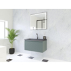HR badmeubelen Matrix 3D Ensemble meuble de salle de bains 80cm 1 tiroir sans poignées avec profil de préhension en couleur Petrol mat avec lavabo djazz 1 trou de robinet noir mat SW857038
