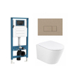 QeramiQ Dely Toiletset - inbouwreservoir Qeramiq Flush - 35mm zitting - kunststof taupe bedieningsplaat - rechthoekige knoppen - mat wit SW1579150