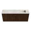 Mondiaz JOYA-DLUX 100cm toiletmeubel - kleur Walnut - Wastafel FAYE positie Rechts Zonder kraangat kleur Ostra. SW1422621