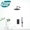 FugaFlow Eccelente Sobrado Badkamer inbouw regendoucheset met thermostaat 25cm hoofddouche incl. staaf handdouche zwart mat SW1124083