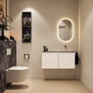 MONDIAZ TURE-DLUX meuble WC 100 cm Talc. EDEN lavabo Lava position droite. Sans trou de robinet. SW1103630