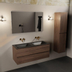 Mondiaz AIVY Ensemble de meuble - 120x45x50cm - 0 trous de robinet - 2 vasques Urban Solid surface - Gauche et droite - 2 tiroirs - avec miroir - Melamine Mocha SW892206