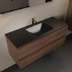 Mondiaz AIVY Ensemble de meuble - 120x45x50cm - 1 trou de robinet - 1 vasque Urban Solid surface - Centre - 2 tiroirs - sans miroir - Melamine Mocha SW892170