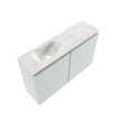 MONDIAZ TURE-DLUX Meuble toilette - 80cm - Greey - EDEN - vasque Ostra - position gauche - sans trou de robinet SW1104838