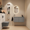 MONDIAZ TURE-DLUX Meuble toilette - 100cm - Smoke - EDEN - vasque Glace - position gauche - 1 trou de robinet SW1103557