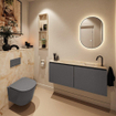 MONDIAZ TURE-DLUX Meuble toilette - 120cm - Dark Grey - EDEN - vasque Frappe - position droite - 1 trou de robinet SW1102742
