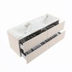 VICA-DLUX 130cm meuble de salle de bain sous-vasque Lin 4 tiroirs. Lavabo encastré CLOUD double sans trou de robinet, couleur Frappe. SW902501