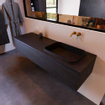ENSEMBLE DE MEUBLE DE SALLE DE BAIN MONDIAZ ERIN - 150 cm - Marron foncé - 1 tiroir - lavabo à droite - 0 trous de robinet - Urban SW697579