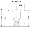 Duravit Serie 1930 staand toilet 38x39x65cm duoblok zonder reservoir diepspoel PK wit TWEEDEKANS OUT14619