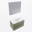 Mondiaz VICA ensemble de meuble de salle de bain - 80cm - meuble sous-vasque armée - 2 tiroirs - lavabo denia milieu - 1 trou de robinet - couleur Blanc Brillant - miroir LED - version XL 60cm haut SW1091941