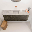 Mondiaz JOYA-DLUX Meuble de salle de bains 103.2cm - arrondis gauche et droite couleur Shadow - Vasque FAYE position Milieu Sans trou de robinet couleur Glace SW1422810