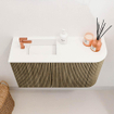 Mondiaz JOYA 71.6cm meuble de salle de bains WC - arrondi droit couleur Dusk - Vasque FAYE position Gauche 1 trou de robinet couleur Talc. SW1421609