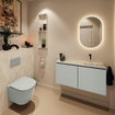 MONDIAZ TURE-DLUX Meuble toilette - 100cm - Greey - EDEN - vasque Ostra - position droite - sans trou de robinet SW1104859