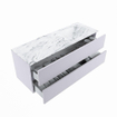MONDIAZ VICA-DLUX Ensemble meuble de salle de bains - 130cm - meuble bas Cale - 2 tiroirs - lavabo encastré Cloud à droite - 1 trou de robinet - version haute 60cm - Glace SW1088332
