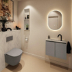 MONDIAZ TURE-DLUX Meuble toilette - 60cm - Smoke - EDEN - vasque Opalo - position centrale - 1 trou de robinet SW1104568