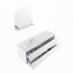 MONDIAZ VICA-DLUX Ensemble meuble de salle de bains - 130cm - meuble bas talc - 2 tiroirs - lavabo encastré cloud à gauche - sans trous de robinetterie - version haute 60cm - opalo SW1088484