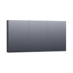 BRAUER Dual Spiegelkast - 140x70x15cm - verlichting - geintegreerd - 3 links- rechtsdraaiende spiegeldeur - MFC - black wood SW242146