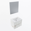 Mondiaz VICA ensemble de meuble de salle de bain - 60cm - meuble sous vasque carrara - 2 tiroirs - lavabo cloud milieu - sans trous de robinet - couleur talc - miroir LED - version XL 60cm de haut SW1095760