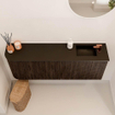 Mondiaz JOYA 111.6cm toiletmeubel - ronding links kleur Walnut - Wastafel FAYE positie Rechts 1 kraangat kleur Urban. SW1421428