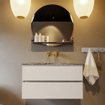 Mondiaz VICA-DLUX ensemble de meuble de salle de bain - 90cm - meuble sous-vasque lin - 2 tiroirs - lavabo encastrée nuage milieu - sans trous de robinet - version haute de 60cm - lave SW1086136