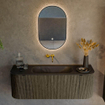 Mondiaz KURVE Ensemble de meuble de salle de bains - 130x46x40cm - 1 tiroir - 2 portes - lavabo solid surface - centre - sans trou de robinet - Shadow SW1414178