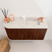 Mondiaz JOYA-DLUX Meuble de toilette 71.6cm - arrondi gauche couleur Ruby - Vasque FAYE position Droite 1 trou de robinet couleur Ostra. SW1423814