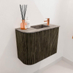 Mondiaz JOYA-DLUX Meuble de salle de bains 51,6 cm - arrondi gauche couleur Shadow - Vasque FAYE position Droite 1 trou de robinet couleur Oza SW1425054