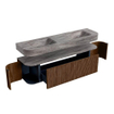 MONDIAZ THOR-DLUX 170cm meuble de salle de bains arrondi gauche + droite couleur Walnut avec 1 tiroir et 2 portes. Vasque suspendue CLOUD Double 2 trous de robinet couleur Oza. SW1465679