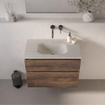 BRAUER Dune Medium Wastafel - 80cm - 1 wasbak - 0 kraangaten - sintered stone - Ivory Travertin SW1477944