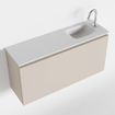 Mondiaz OLAN Meuble lave-mains 100x30x40cm 1 trou de robinet 1 tiroir Linen mat avec lavabo LEX Droite Solid Surface Blanc SW473406