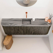 Mondiaz JOYA-DLUX 123.2cm toiletmeubel - ronding links en rechts kleur Shadow - Wastafel FAYE positie Midden Zonder kraangat kleur Sombra. SW1425250