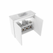 MONDIAZ TURE-DLUX Meuble de toilette 60 cm Talc. Lavabo EDEN Opalo position milieu. Sans trou de robinet. SW1104148