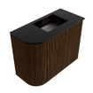 Mondiaz JOYA 51.6cm toiletmeubel - ronding links kleur Walnut - Wastafel FAYE positie Rechts 1 kraangat kleur Urban. SW1421368