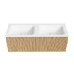 MONDIAZ KURVE 120cm Meuble salle de bain - couleur Oak - 1 tiroir - vasque CLOUD double - 2 trous de robinet - Talc SW1138210