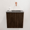 Mondiaz JOYA-DLUX 40cm toiletmeubel - kleur Walnut - Wastafel FAYE positie Rechts Zonder kraangat kleur Sombra. SW1424699