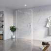 Fortifura Galeria Douche à l'italienne - 110x200cm - verre clair - anticalcaire - verre de sécurité 8mm - 2 parois latérales 40cm - avec bras muraux et profilés d'angle - Blanc mat SW993134