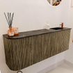 Mondiaz JOYA-DLUX Meuble de salle de bains 111.6cm - arrondi gauche couleur Dusk - Vasque FAYE position Droite 1 trou de robinet couleur Lava. SW1423257