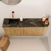 Mondiaz JOYA-DLUX 101.6cm toiletmeubel - ronding rechts kleur Oak - Wastafel FAYE positie Links Zonder kraangat kleur Lava. SW1422114