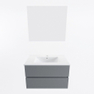 Mondiaz VICA ensemble de meuble de salle de bain - 80cm - meuble sous-vasque plata - 2 tiroirs - lavabo denia milieu - 1 trou de robinet - couleur Blanc Brillant - miroir LED - version XL 60cm haut SW1091968