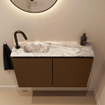 MONDIAZ TURE-DLUX Meuble toilette - 80cm - Rust - EDEN - vasque Glace - position gauche - 1 trou de robinet SW1103480