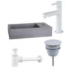FugaFlow Eccelente Pietra ensemble de lavabo - 40x22x8cm - 1 trou de robinet - robinet de lavabo blanc mat - béton SW1469214