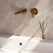 Brauer Gold Edition Wastafelmengkraan inbouw - rechte uitloop links - hendel middel dik - model E 1 - PVD - geborsteld goud SW547651