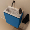 MONDIAZ TURE-DLUX Meuble toilette - 40cm - Jeans - EDEN - vasque Glace - position gauche - sans trou de robinet SW1103296