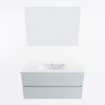 Mondiaz VICA ensemble de meuble de salle de bain - 100cm - meuble sous-vasque argile - 2 tiroirs - lavabo denia milieu - 1 trou de robinet - couleur Blanc Brillant - miroir LED - version XL 60cm haut SW1091976