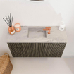 Mondiaz JOYA-DLUX 70cm meuble de salle de bains - couleur Shadow - Vasque FAYE position Milieu 1 trou de robinet couleur Glace. SW1422731