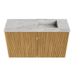 Mondiaz JOYA-DLUX 70cm toiletmeubel - kleur Oak - Wastafel FAYE positie Rechts Zonder kraangat kleur Glace. SW1421952